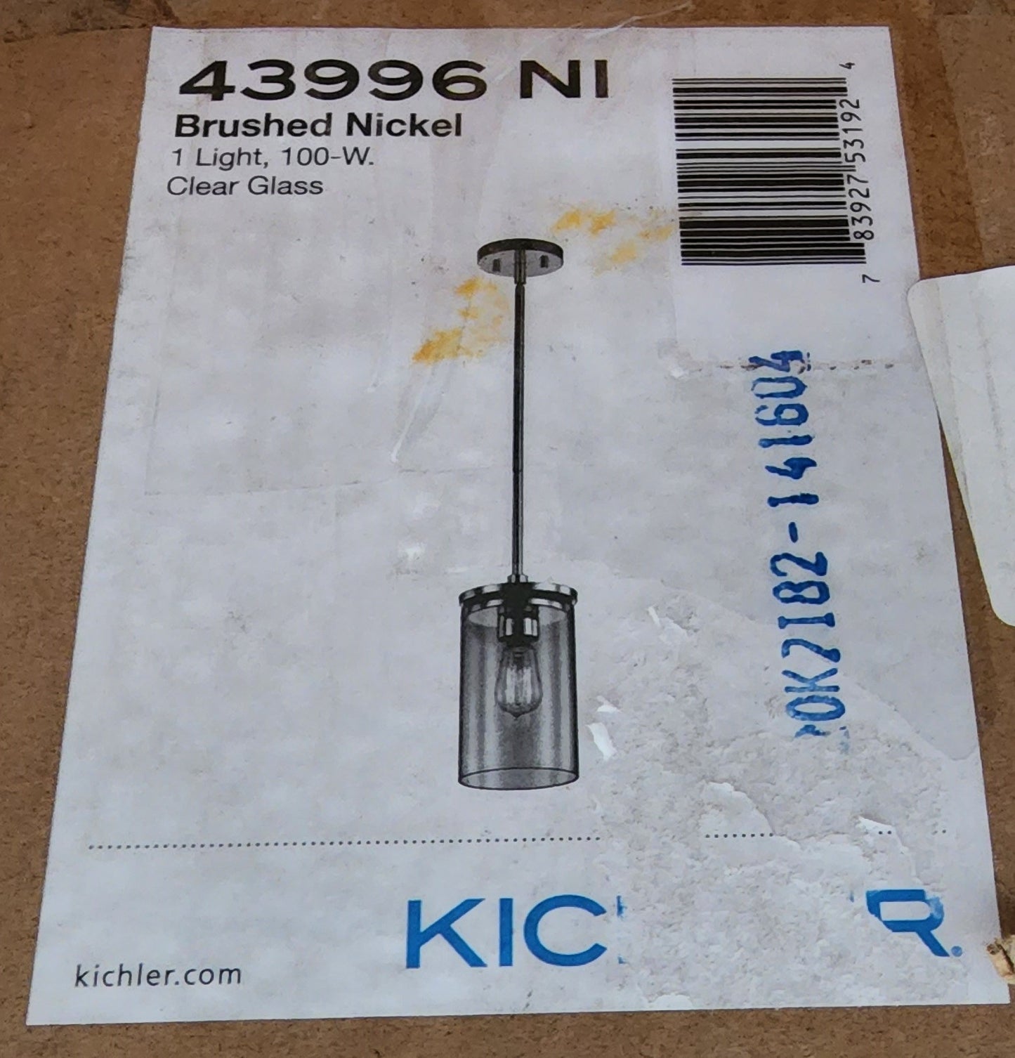 Kichler Crosby 10.75" 1 Light Mini Pendant with Clear Glass Brushed Nickel